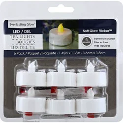 Everlasting Glow Tea Lights Led Soft Glow Flicker - 6 Count