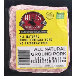 Hills All Natural Ground Pork - 16 Oz