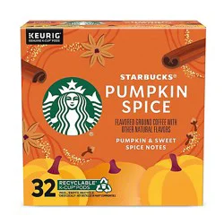 Starbucks 100% Arabica Naturally Flavored Pumpkin Spice K Cup Coffee Pods Box 32 Count - Each