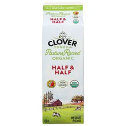 Clover Sonoma Organic Half & Half 1 Quart - 946 Ml
