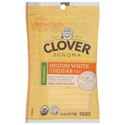 Clover Organic Medium Cheddar Sliced Cheese - 6 Oz