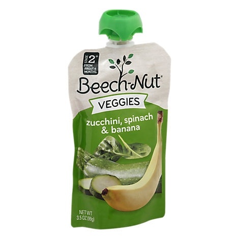 slide 1 of 1, Beech-Nut Veggies On The Go Baby Food Stage 2 Zucchini Spinach & Banana Blend, 3.5 oz