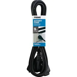 Prime Accent Cord Polarized 2 Prong Plug 9 Feet Midnight Black - Each