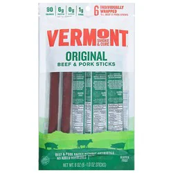 Vermont Smoke Sticks Beef Pork 6ct Pch - 6 Oz