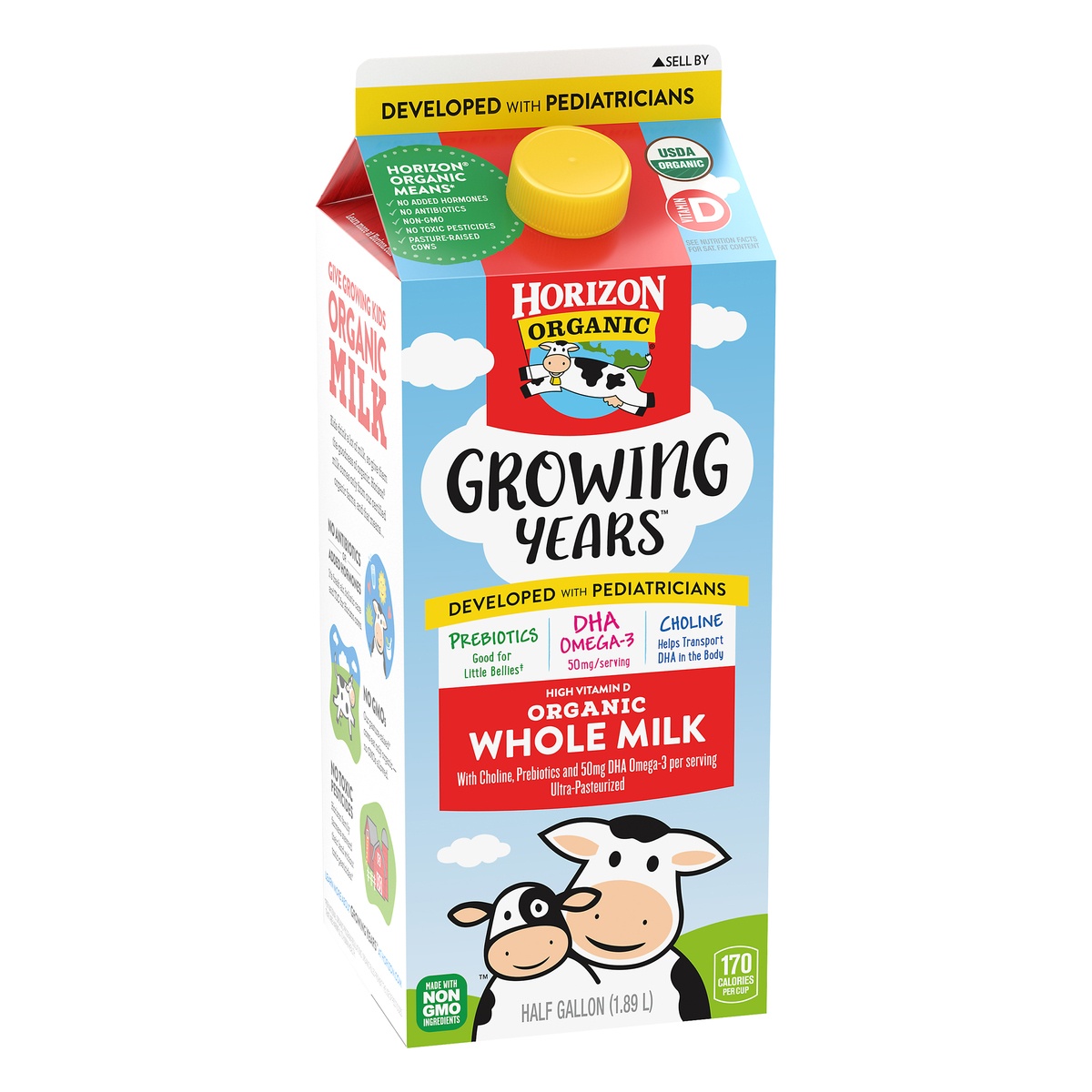 slide 2 of 10, Horizon Organic Growing Years Whole DHA Omega-3 Milk, Half Gallon, 64 fl oz