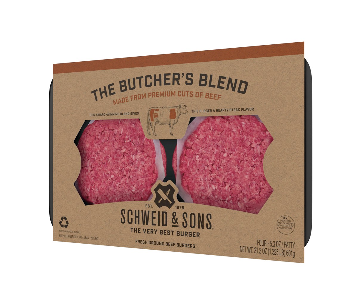 slide 7 of 8, Schweid And Sons Butchers Blend Ultra Premium Hamburger - 1.325 Lb, 21.2 oz