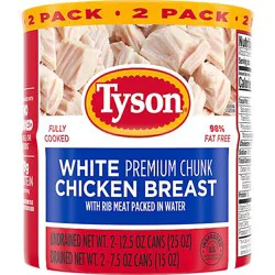 Tyson White Chicken Premium Chunk In Water Twin Pack - 2-12.5 Oz