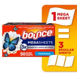 Bounce Wrinklguard Fresh Scent Mega Outdoor Dryer Sheets - 50 Count
