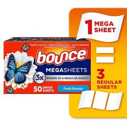 Bounce Wrinklguard Fresh Scent Mega Outdoor Dryer Sheets - 50 Count
