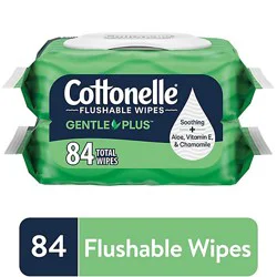 Cottonelle Gentleplus Flushable Wipes Flip-Top Packs 42 Wipes Per Pack - 2 Count