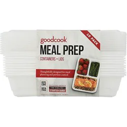 Goodcook Containers + Lids Meal Prep 3 Compartment 4 Cup - 10 Count