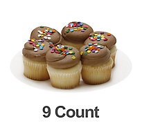 slide 1 of 1, White Cupcakes Buttercream Iced With Chocolates 9 Ct, 
