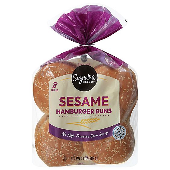slide 1 of 1, Signature Select Buns Hamburger Sesame - 14 Oz, 14 oz
