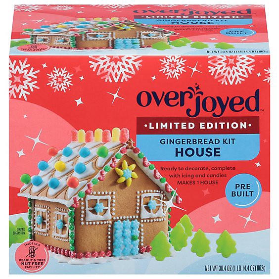 slide 1 of 1, Overjoyed Pre-Built Gingerbread House Kit - 1 Each, 30.4 oz