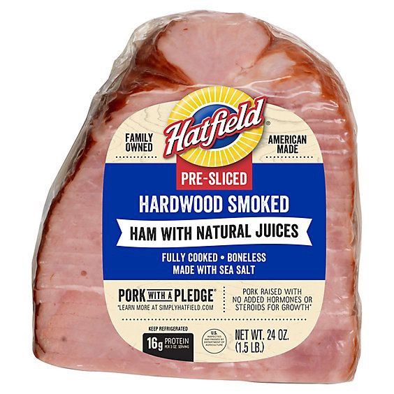 slide 1 of 1, Hatfield 1/4 Pre-Sliced Ham Boneless - 1.5 Lb, 1.5 lb