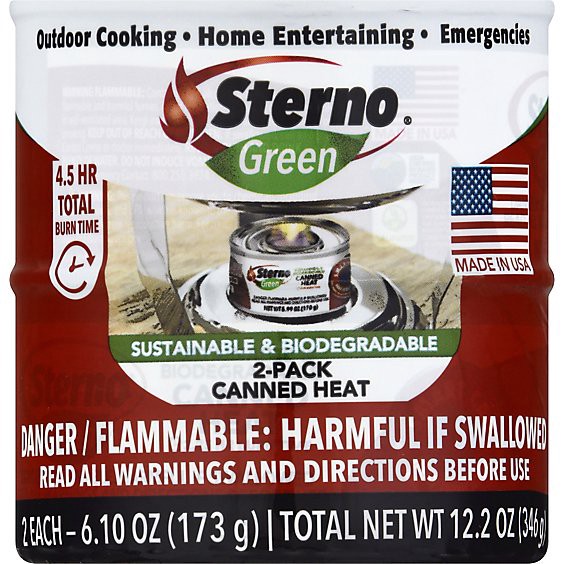 slide 1 of 1, Sterno Green Canned Heat - 2-6.10 Oz, 2 ct