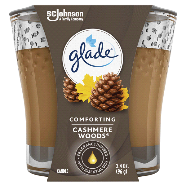 slide 1 of 1, Glade Jar Candle Air Freshener, Cashmere Woods, 3.4 oz