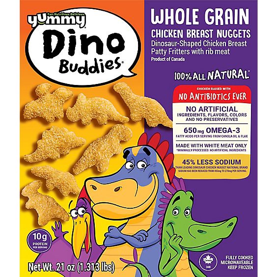slide 1 of 10, Yummy Whole Grain Dinosaur Shaped Chicken Breast Nuggets - 21 Oz, 21 oz