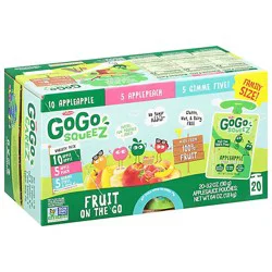 Gogo Squeez Applesauce On The Go Apple Peach Gimme Five Variety Pack - 20-3.2 Oz