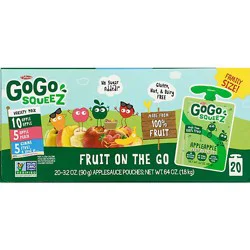 Gogo Squeez Applesauce On The Go Apple Peach Gimme Five Variety Pack - 20-3.2 Oz