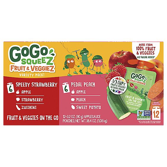 slide 1 of 1, Gogo Squeez Appl Sce Stwbrry Peach - 38.4 Oz, 12 ct; 3.2 oz