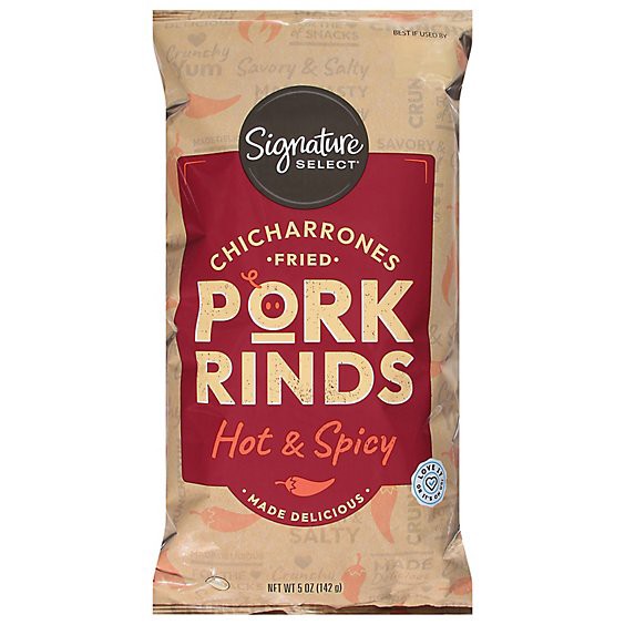 slide 1 of 1, Signature Select Fried Pork Rinds Hot And Spicy - 5 Oz, 5 oz