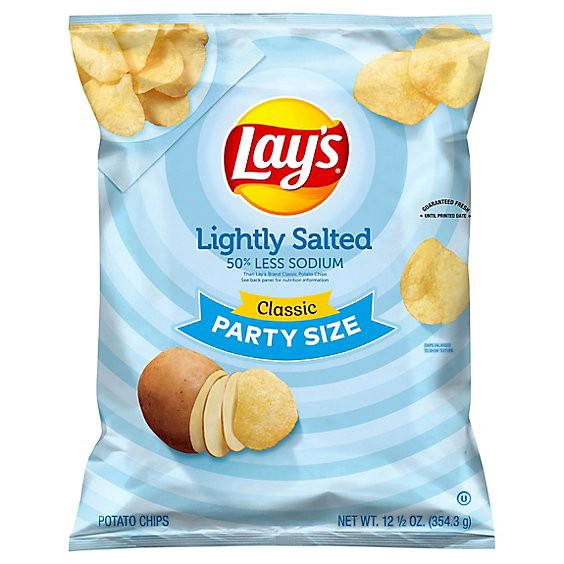 slide 1 of 1, Lays Potato Chips Lightly Salted Classic Party Size - 12.5 Oz, 12.5 oz