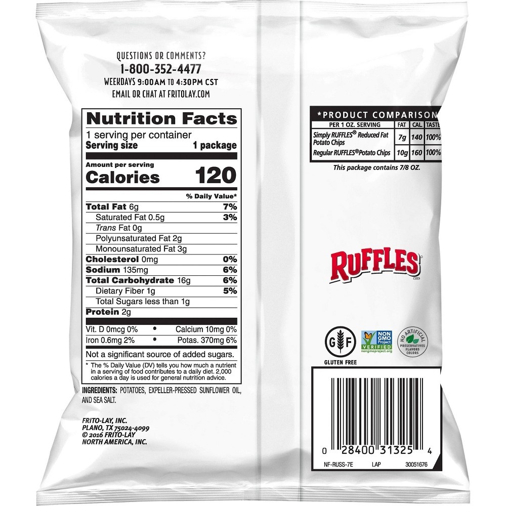 slide 3 of 3, Simply Sea Salted Ruffles Potato Chips, 