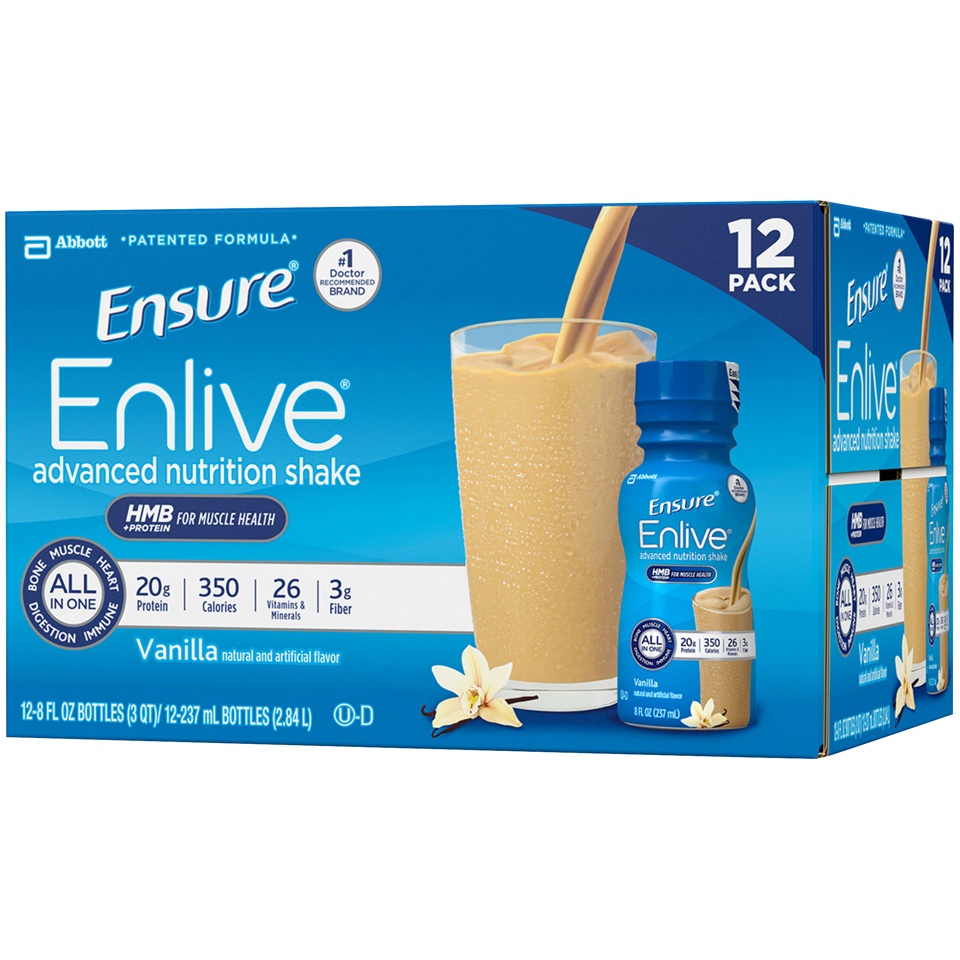 slide 3 of 8, Ensure Enlive Vanilla Shake, 12 ct; 8 fl oz