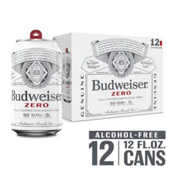 Budweiser Zero Alcohol Free American Lager Beer In Cans - 12 - 12 Fl. Oz.