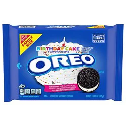 Oreo Birthday Cake Chocolate Sandwich Cookies Family Size - 17 Oz