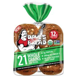 Daves Killer Bread 21 Whole Grains & Seeds Burger Buns Organic Hamburger Buns - 8 Count