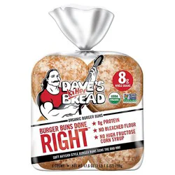 Daves Killer Bread Burger Buns Done Right Organic White Bread Hamburger Buns - 8 Count