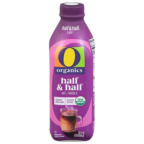 slide 1 of 1, O Organics Half & Half Grade A - Quart, 32 fl oz