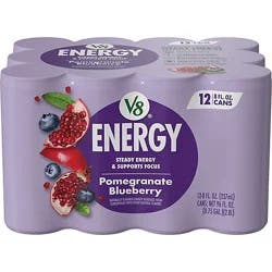 V8 +energy Pomegranate Blueberry Juice Energy Drink - 12- 8 Fl. Oz.