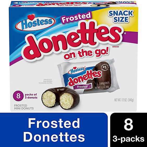 slide 1 of 2, Hostess Donettes Frosted Mini Donuts 8 Count - 12 Oz, 12 oz