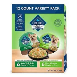 Blue Buffalo Delights Natural Adult Small Breed Wet Dog Food Variety Pack Cups - 3.5 Oz