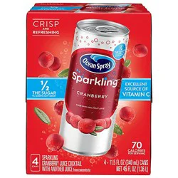 Ocean Spray Sparkling Juice Cocktail Cranberry - 4-11.5 Fl. Oz.