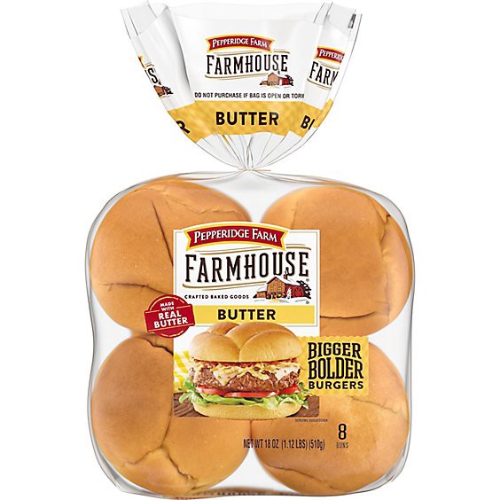 slide 1 of 1, Pepperidge Farm Farmhouse Butter Hamburger Buns - 18 Oz, 18 oz