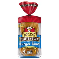 Canyon Bakehouse Gluten Free 100% Whole Grain Hamburger Buns Fresh 4 Count - 12 Oz