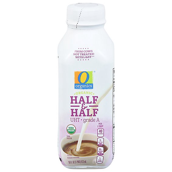 slide 1 of 1, O Orgnc Half & Half Grade A - Pint, 16 oz