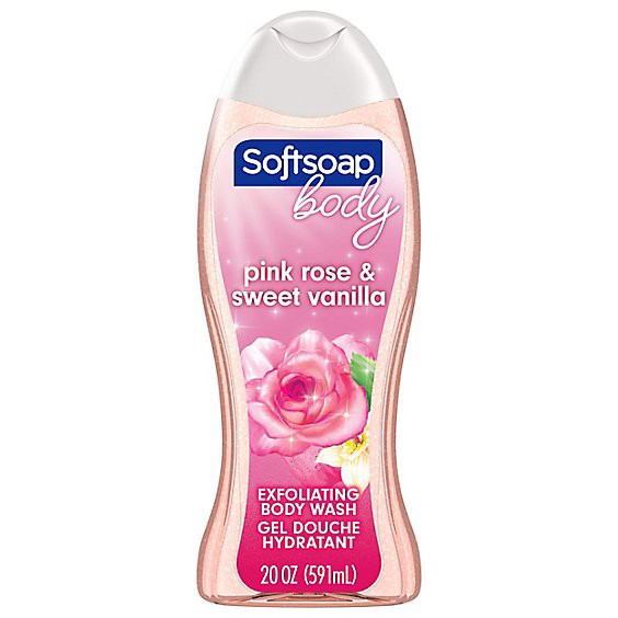 slide 1 of 1, Softsoap Exfoliating Body Wash Lustrous Glow Pink Rose & Vanilla - 20 Fl. Oz., 20 fl oz