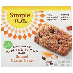 Simple Mills Almond Flour Bar Soft Baked Spiced Carrot Cake - 5.99 Oz