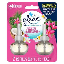 Glade Plugins Exotic Tropical Blossoms Scented Oil Air Freshener Refill 2 Count - 1.34 Oz