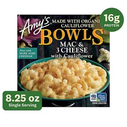 Amy's Gluten Free Mac & 3 Cheese W/cauliflower Bowl - 8.25 Oz