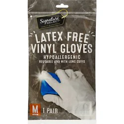 Signature Select Gloves Vinyl Laytex Free Hypo Med - 1 Pair