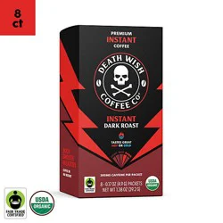 Death Wish Coffee Dark Roast Instant Coffee Packets - 8 Ct