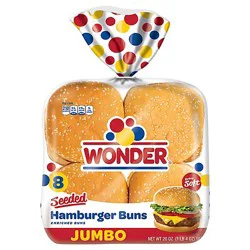 Wonder Bread Jumbo Sesame Seed White Bread Rolls 8 Count - 20 Oz