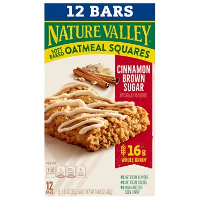 slide 1 of 16, Nature Valley Cinnamon Brown Sugar Soft Baked Oatmeal Squares - 12-1.24 Oz, 12 ct