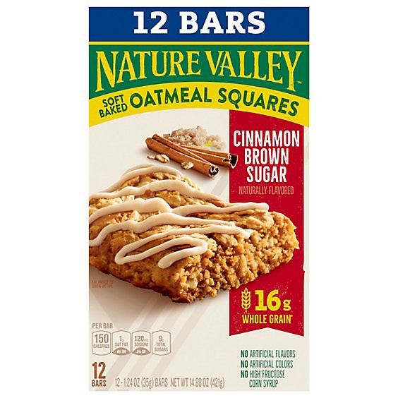 slide 1 of 16, Nature Valley Cinnamon Brown Sugar Soft Baked Oatmeal Squares - 12-1.24 Oz, 12 ct